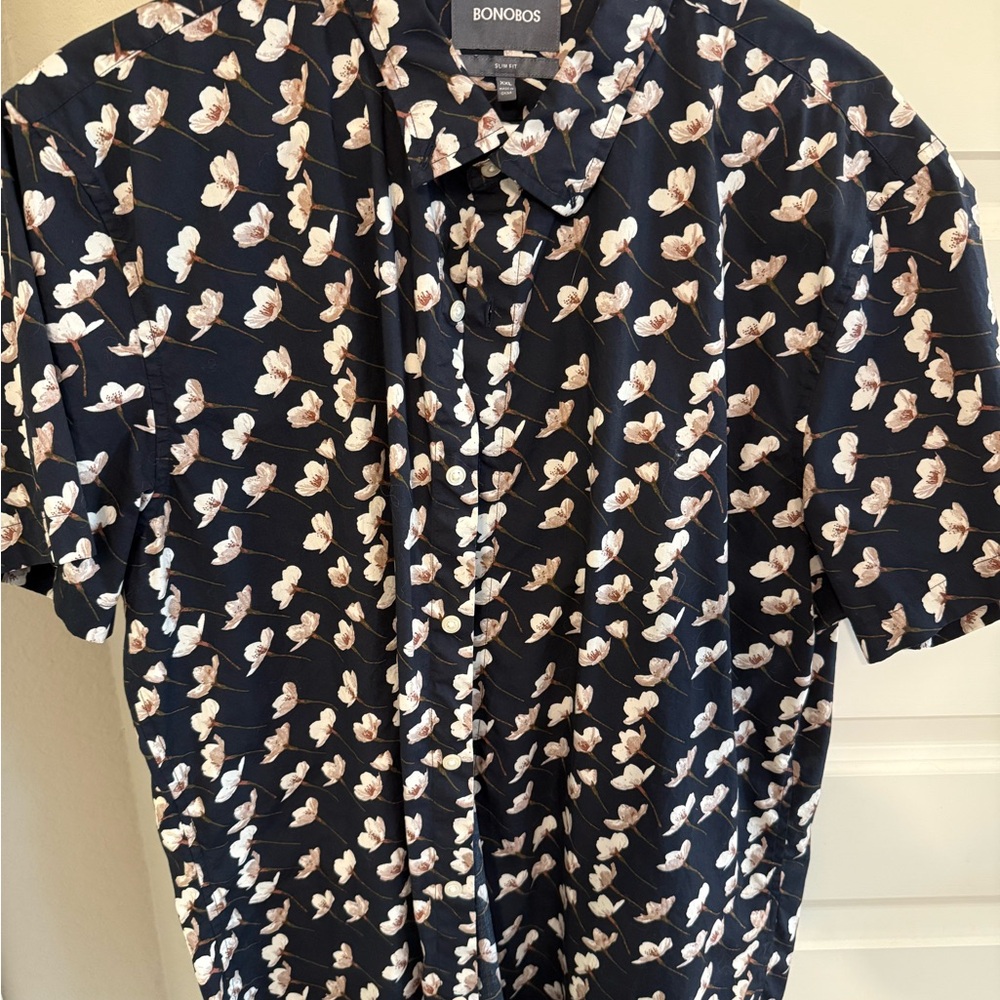 Bonobos Men's Dark Blue Butterfly Print Shirt